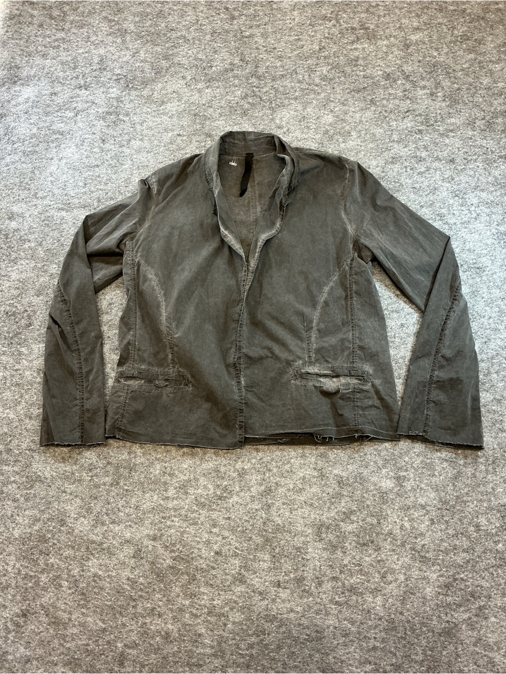 Jaga Cotton Blend Lagenlook Washed Gray Casual Jacket with Raw Hems Size 2
